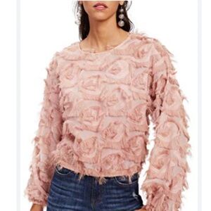 Soft Pink Fringe-Featured Top Sz M